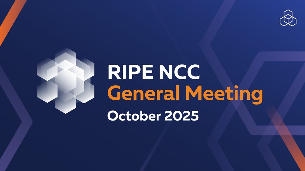 A blue banner with the words RIPE NCC General Meeting October 2025 written on it.