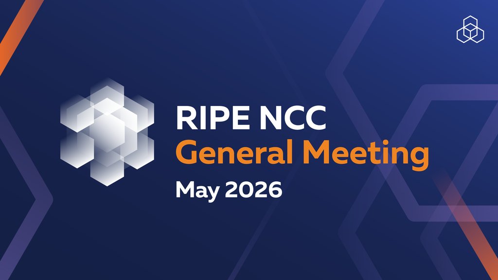 A blue banner with the words RIPE NCC General Meeting May 2026 written on it.