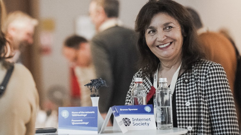 a photo of a woman smiling