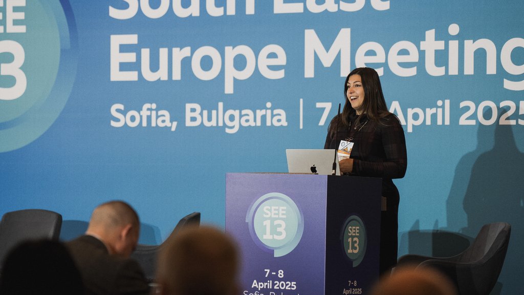 a photo of Gergana Petrova giving a presentation