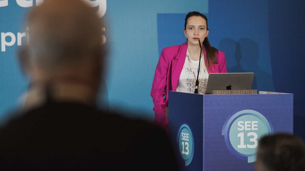 Margarita Stoilova giving a presentation