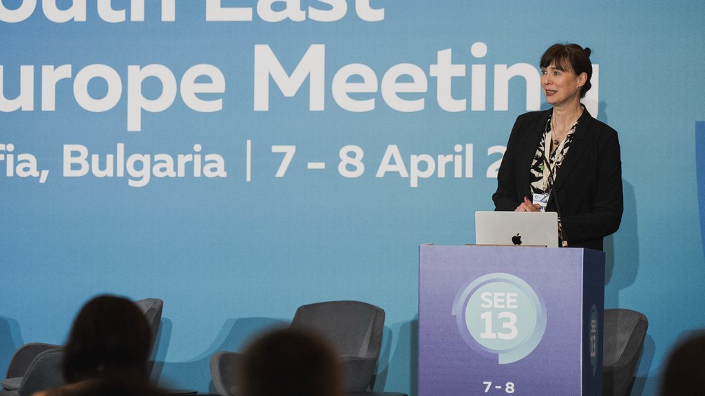 a photo of Mirjam Kühne giving a presentation