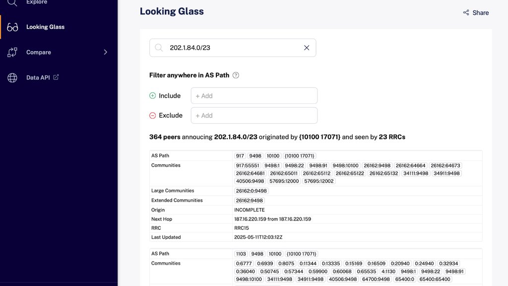 RIPEstat Looking Glass