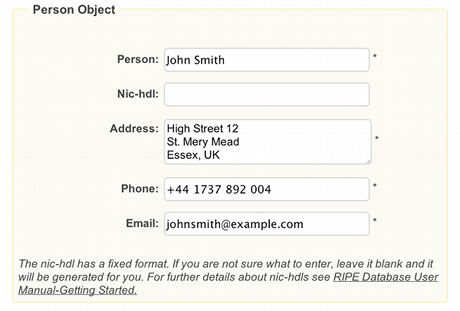 ENUM Request Form Screen Shot 1
